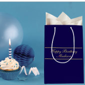 Happy Birthday Script Name Blue Gold Medium Cadeauzakje