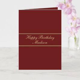 Happy Birthday Script Name Burgundy Gold Kaart
