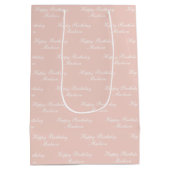 Happy Birthday Script Name Dusty Rose Medium Cadeauzakje (Achterkant)