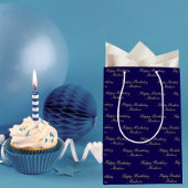 Happy Birthday Script Name Navy Blue Gold Medium Cadeauzakje