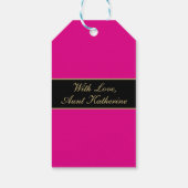 Happy Birthday Script Name Pink Black Gold Cadeaulabel (Achterkant)