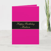 Happy Birthday Script Name Pink Black Gold Kaart (Voorkant)