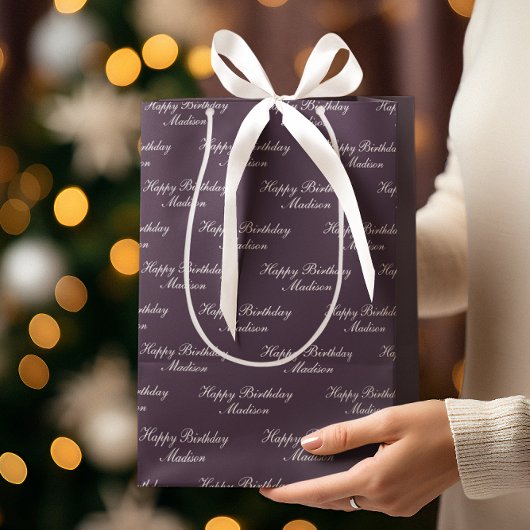 Happy Birthday Script Name Plum Medium Cadeauzakje