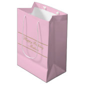 Happy Birthday Script Name Powder Pink Gold Medium Cadeauzakje (Voorkant Gekanteld)
