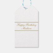Happy Birthday Script Name White Gold Cadeaulabel (Voorkant)
