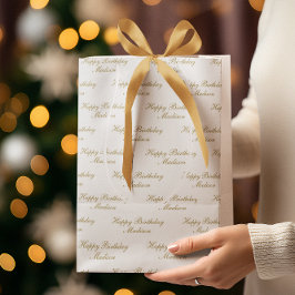 Happy Birthday Script Name White Gold Medium Cadeauzakje