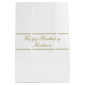 Happy Birthday Script Name White Gold Medium Cadeauzakje (Achterkant)