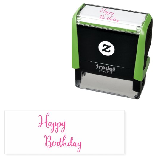 Happy Birthday Script Text Custom Color Ink Zelfinktende Stempel (In situ)