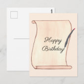 Happy Birthday Scroll and Quill Briefkaarten (Voorkant / Achterkant)