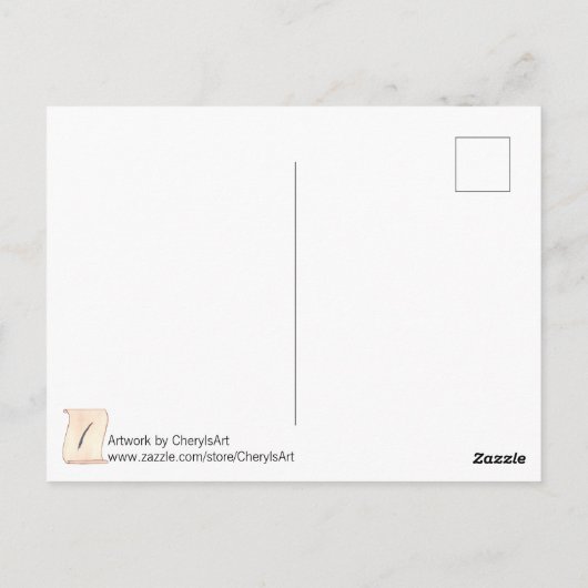 Happy Birthday Scroll and Quill Briefkaarten (Achterkant)