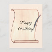 Happy Birthday Scroll and Quill Briefkaarten (Voorkant)