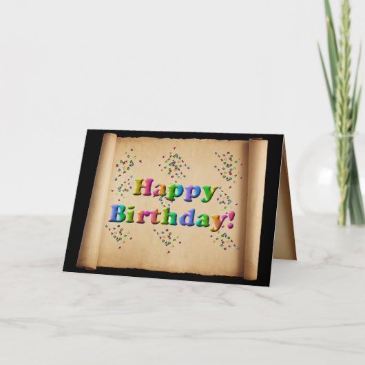 Happy Birthday Scroll Kaart (Voorkant)