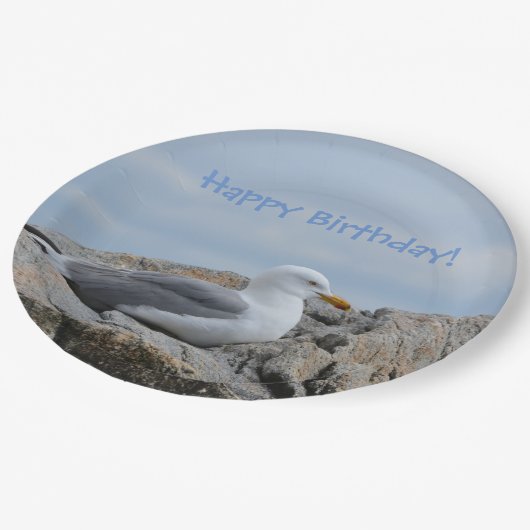 Happy Birthday Seagull Papieren Bordje (Gekanteld)