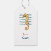 Happy Birthday, Seahorse Beach Coastal Gift Labels Cadeaulabel (Achterkant)