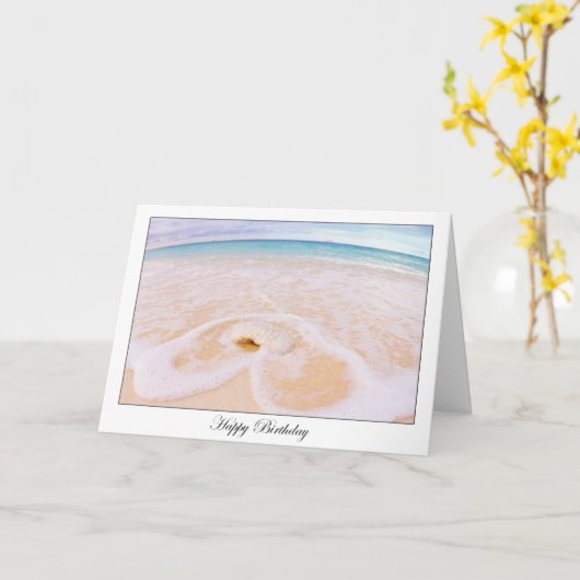 Happy Birthday Seashell Beach Kaart (Gele Bloem)
