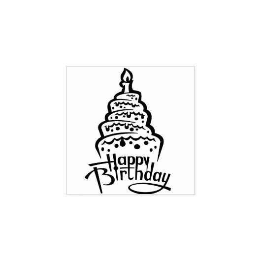 Happy Birthday Self Inking Rubber Stamp Rubberstempel (Afrduk)