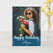 Happy Birthday Selfie Custom Name Confetti Kaart (Gele Bloem)