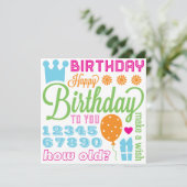 Happy Birthday Sentiments Card of Invitation Kaart (Staand voorkant)