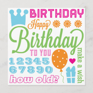 Happy Birthday Sentiments Card of Invitation Kaart