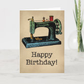 Happy Birthday  Sewing Machine Kaart (Voorkant)