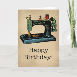 Happy Birthday  Sewing Machine Kaart