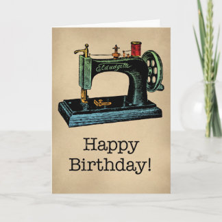 Happy Birthday  Sewing Machine Kaart