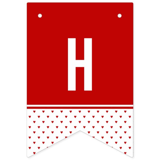 Happy Birthday Shabby Chic Red White Heart Pattern Vlaggetjes (Tweede vlag)