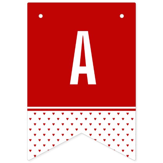 Happy Birthday Shabby Chic Red White Heart Pattern Vlaggetjes (Derde vlag)