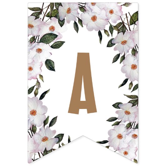 Happy Birthday Shabby Chic White Roses Vlaggetjes (Derde vlag)