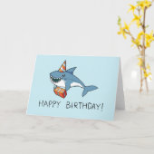 Happy Birthday Shark Card Kaart (Gele Bloem)