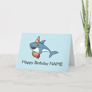 Happy Birthday Shark Card Persoonlijke Sjabloon