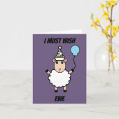 Happy Birthday Sheep Wish Ewe Funny personaliseren Kaart (Gele Bloem)