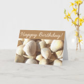 Happy Birthday, Shells Sunny Summer Tropical Beach Kaart (Gele Bloem)
