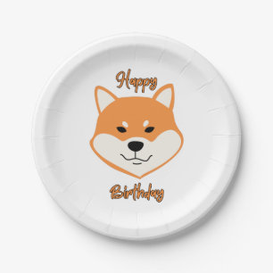 Happy Birthday Shiba in u Original Paper Borden Papieren Bordje