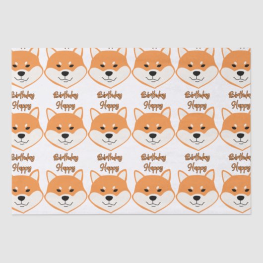 Happy Birthday Shiba in u Original Tissue paper Tissuepapier (Voorkant)
