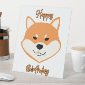 Happy Birthday Shiba Inu Original Pedestal Sign Reclamebord Met Voetstuk (Insitu)
