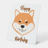 Happy Birthday Shiba Inu Original Pedestal Sign Reclamebord Met Voetstuk (Voorkant)