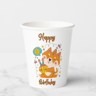 Happy Birthday Shiba Inu Paper Cups Papieren Bekers