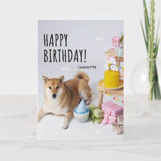 Happy Birthday Shiba Inu Party Kaart (Voorkant)