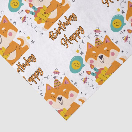 Happy Birthday Shiba Inu Tissue Paper Tissuepapier (Detail)