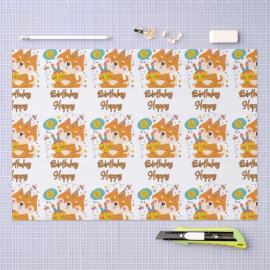 Happy Birthday Shiba Inu Tissue Paper Tissuepapier (Craft)