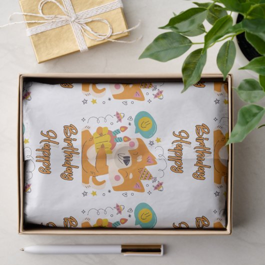 Happy Birthday Shiba Inu Tissue Paper Tissuepapier (Geschenk)