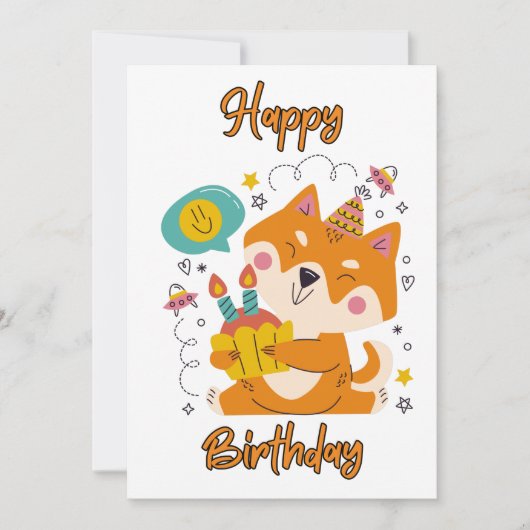 Happy Birthday Shiba Inu uitnodiging (Voorkant)
