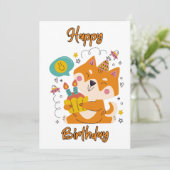 Happy Birthday Shiba Inu uitnodiging (Staand voorkant)