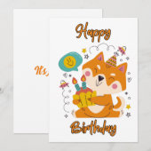 Happy Birthday Shiba Inu uitnodiging (Voorkant / Achterkant)