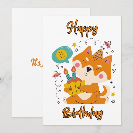 Happy Birthday Shiba Inu uitnodiging (Voorkant / Achterkant)