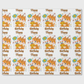 Happy Birthday Shiba Inu Wrapping Paper Cadeaupapier (Vlak)