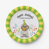 Happy Birthday Shih Tsu Dog Party Papieren Bordje (Voorkant)