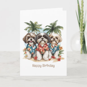 Happy Birthday Shih Tzu Dogs Hawaïaanse Shirten Kaart