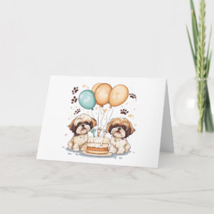 Happy Birthday Shih Tzu Dogs Verjaardagstaart Kaart